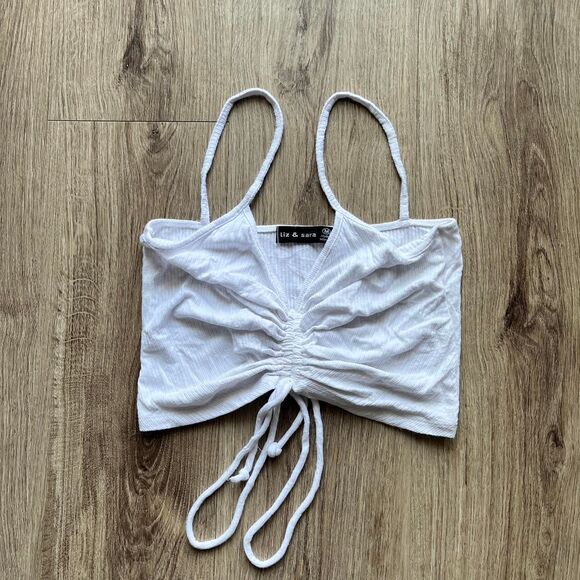 Women's White tie up halter crop top Size Medium - Picture 1 of 4
